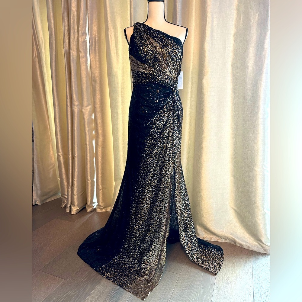New Rene Ruiz Collection One Shoulder Sequin Ombré Bodycon Dress